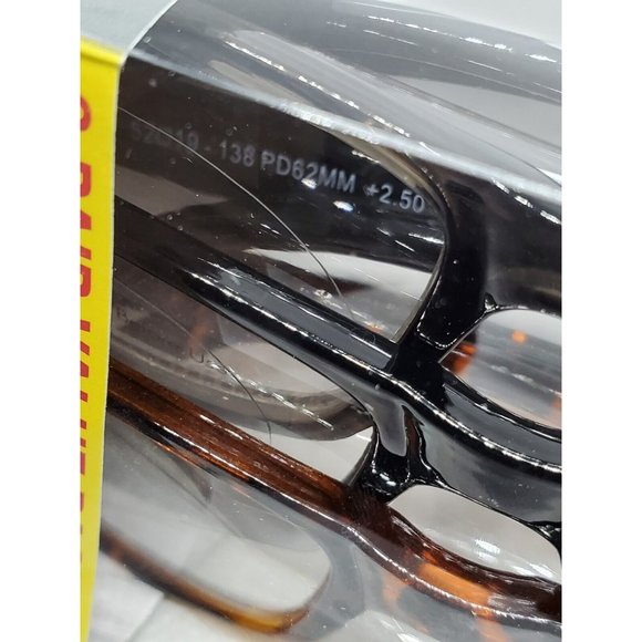 CVS Health 3 Pair Value Pack Readers +2.50 Brown Frame Reading Glasses - Picture 9 of 12